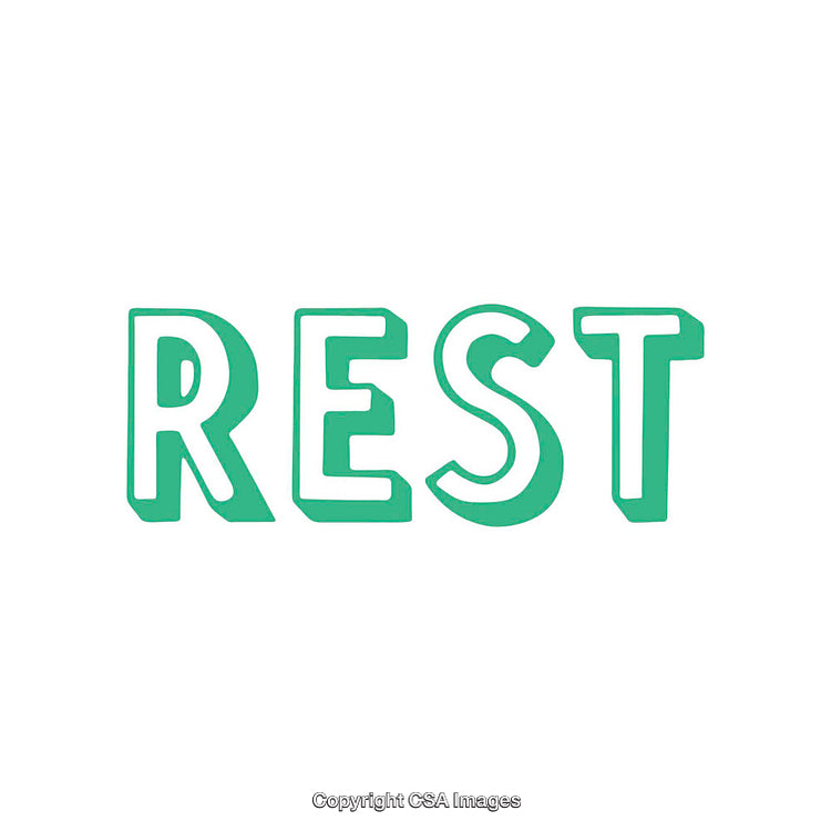 Green Text Illustration Highlighting the Word 'Rest' on White Background