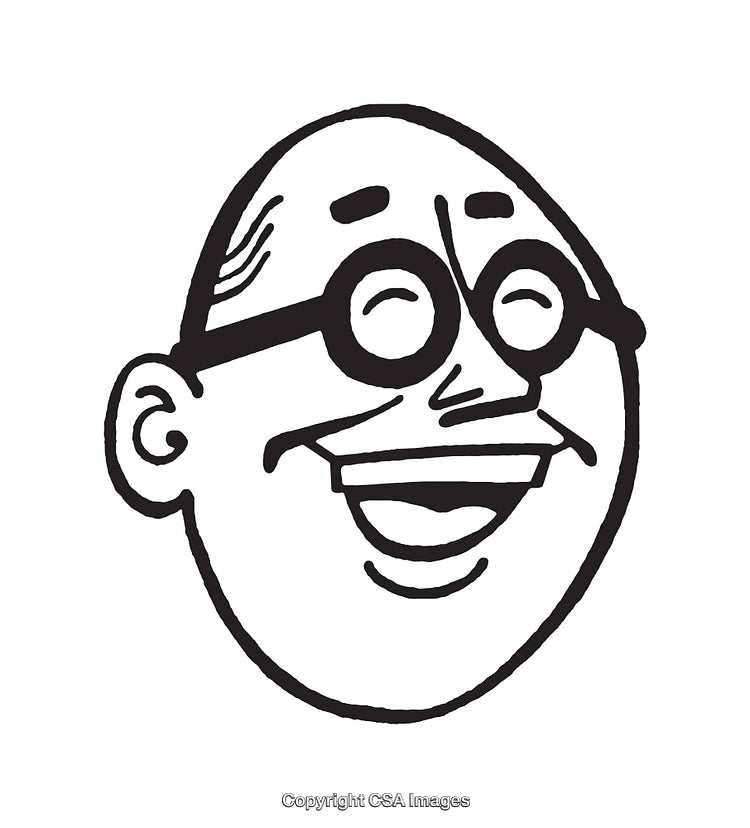 Black and White Line Art of a Smiling Cartoon Face Drawing