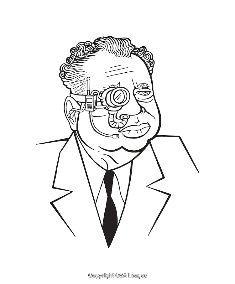 Black And White Illustration of a Futuristic Steampunk Inspired Individual