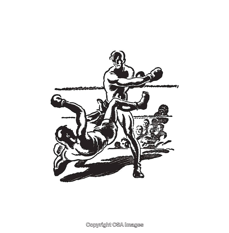 Vintage Boxing Scene Showing Fighters in Action During a Match