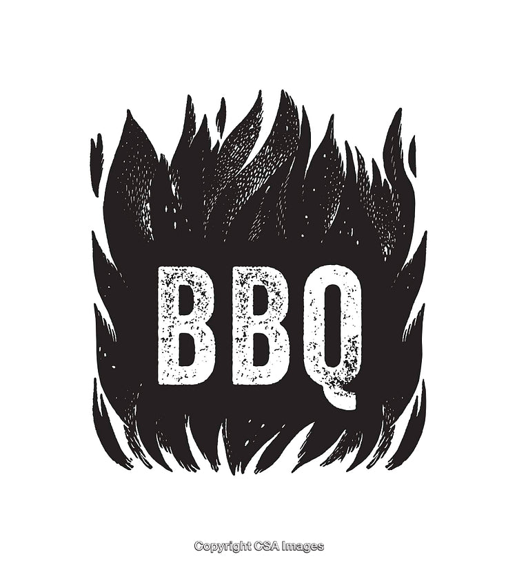 Rustic Black and White BBQ Flame Design for Grill Enthusiasts