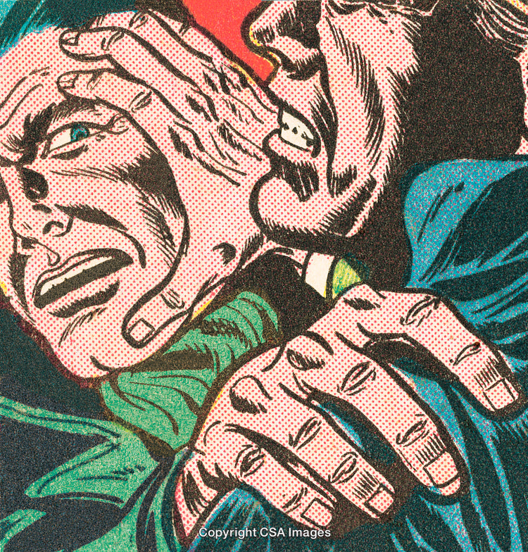 Comic Style Illustration of Dramatic Interaction Between Two Characters