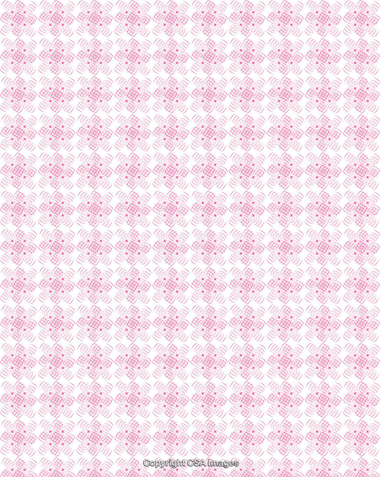 Intricate Pink Line Pattern Repeating Against a White Background