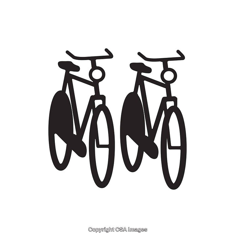 Two Stylized Black Bicycle Icons on a White Background