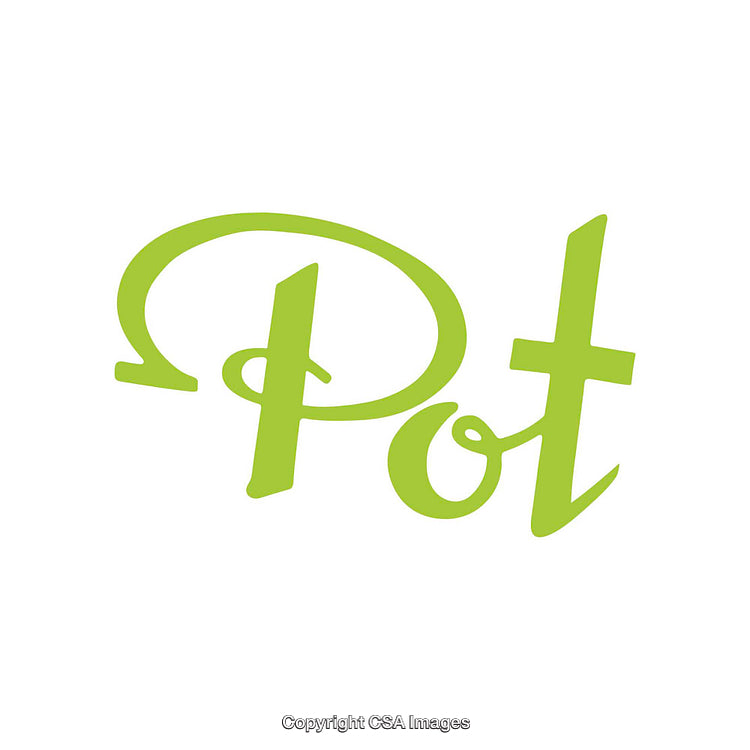 Green Stylized Decorative Text Graphic Displaying Word Pot
