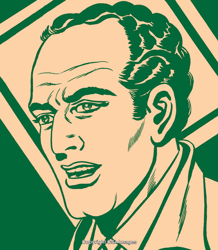 Retro Styled Illustration of a Man With a Thoughtful Expression