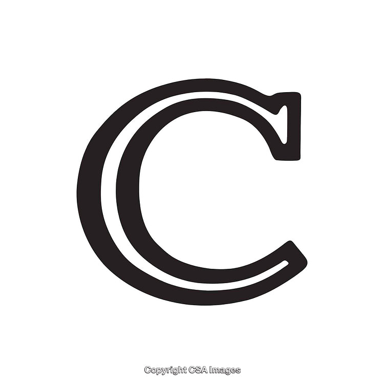 Intricate Design of the Letter 'C' in Bold Monochrome
