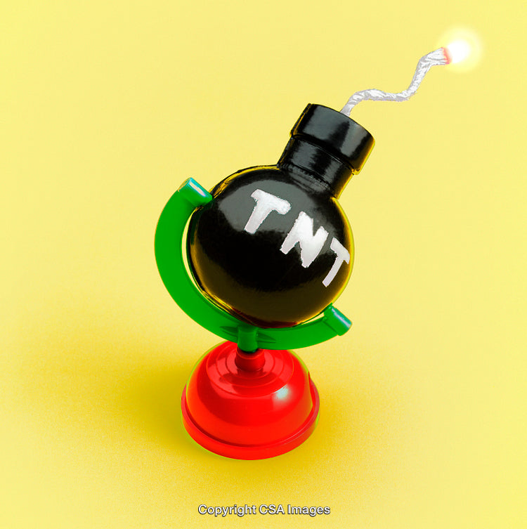 Toy Bomb Depicting TNT in Creative and Humorous Artwork Setting