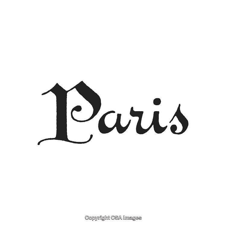 Elegant Vintage Calligraphy Reading 'Paris' on White Background