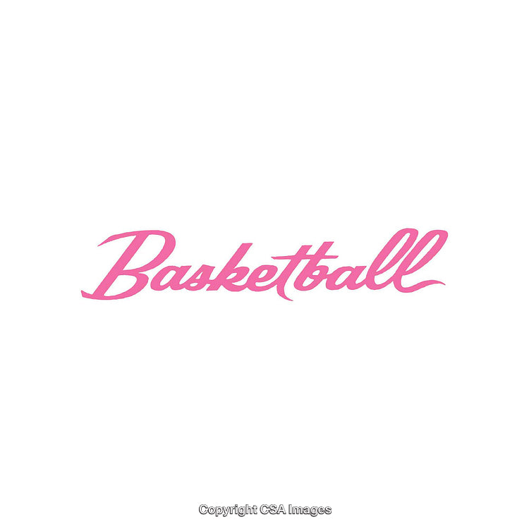 Stylized Pink Basketball Script Text on a White Background