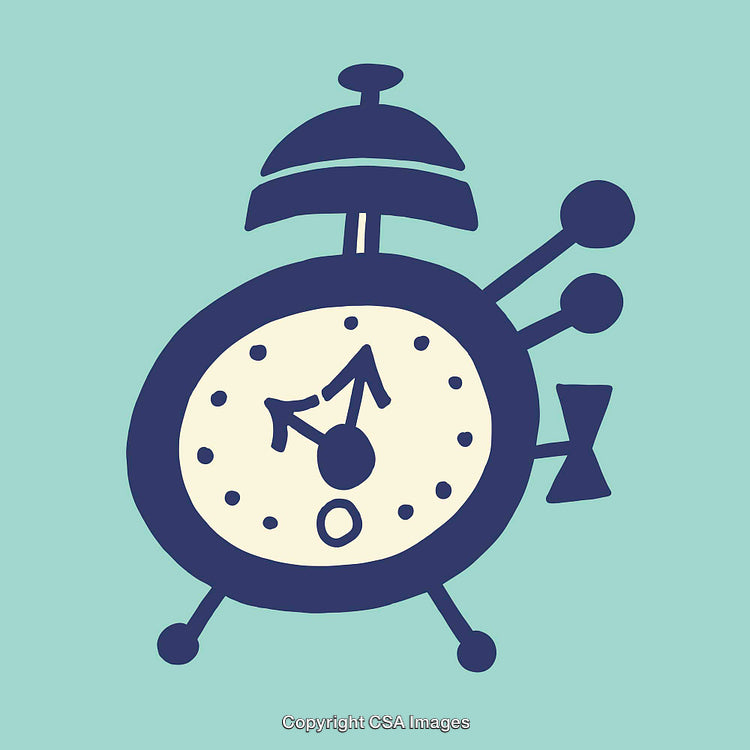 Stylized Illustration of a Retro Alarm Clock in Pastel Colors