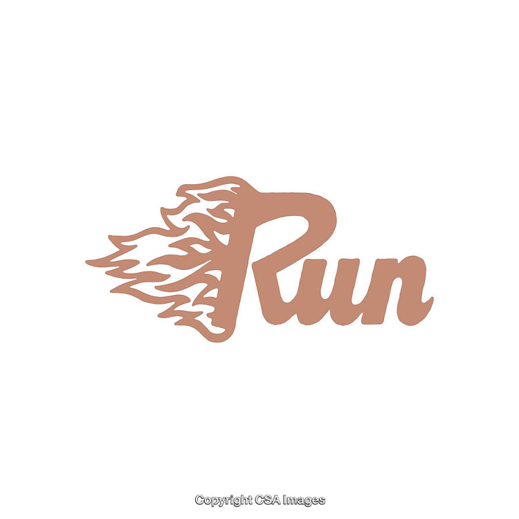 Stylish Flaming Run Typography Design on White Background