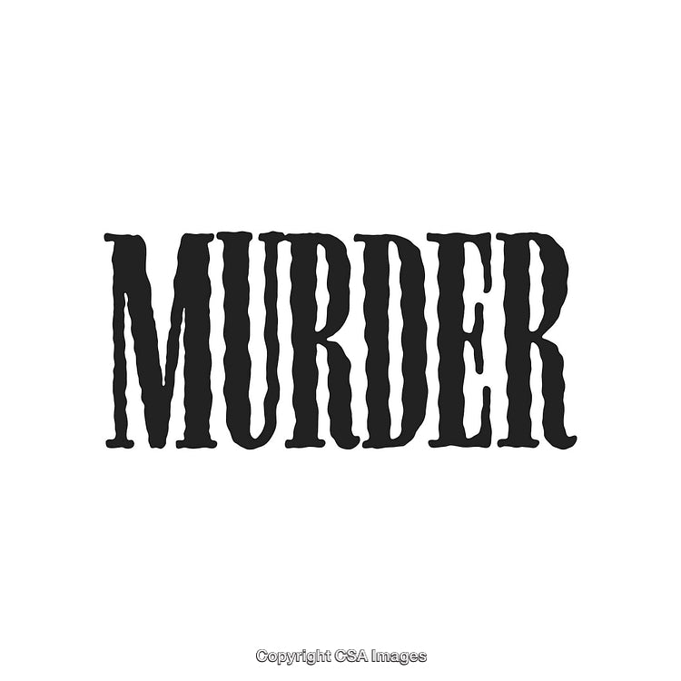 Stylized Western Typeface Depicting the Word Murder in Black on White