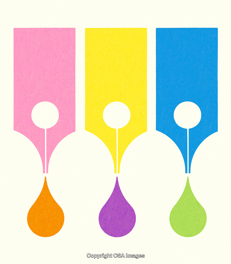 Abstract Design of Colorful Ink Drops on a White Background