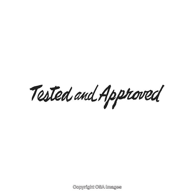 Handwritten Text Illustrating 'Tested and Approved' in Bold Black Script