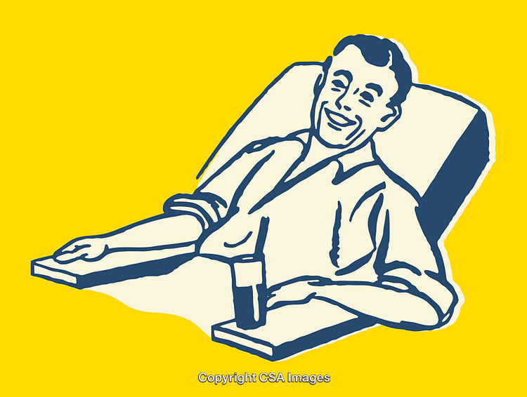 Retro Illustration of a Relaxing Man with Beverage in Reclining Pose