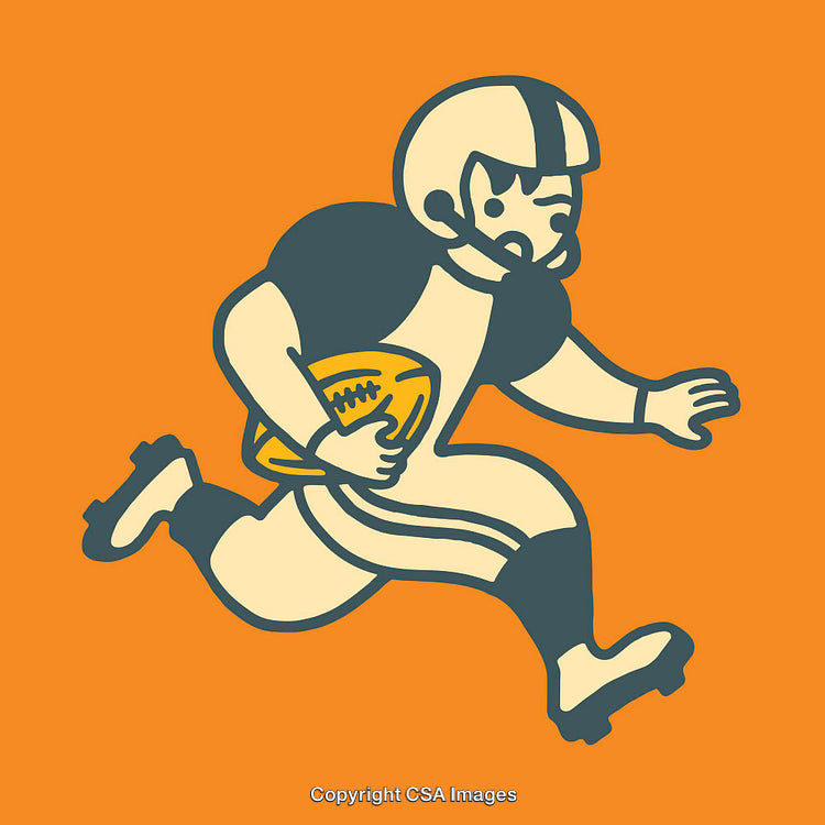 Colorful Line Art Illustration of a Football Player Running with the Ball