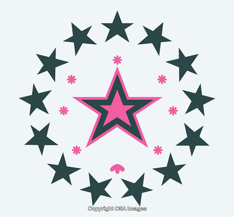 Colorful Star Icons in Unique Art Style with Playful Patterns