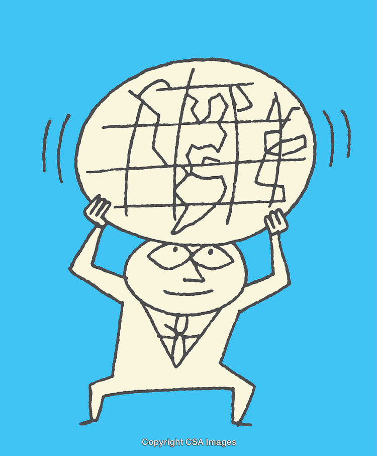 Cartoon Figure Holding the Globe on a Bright Blue Background