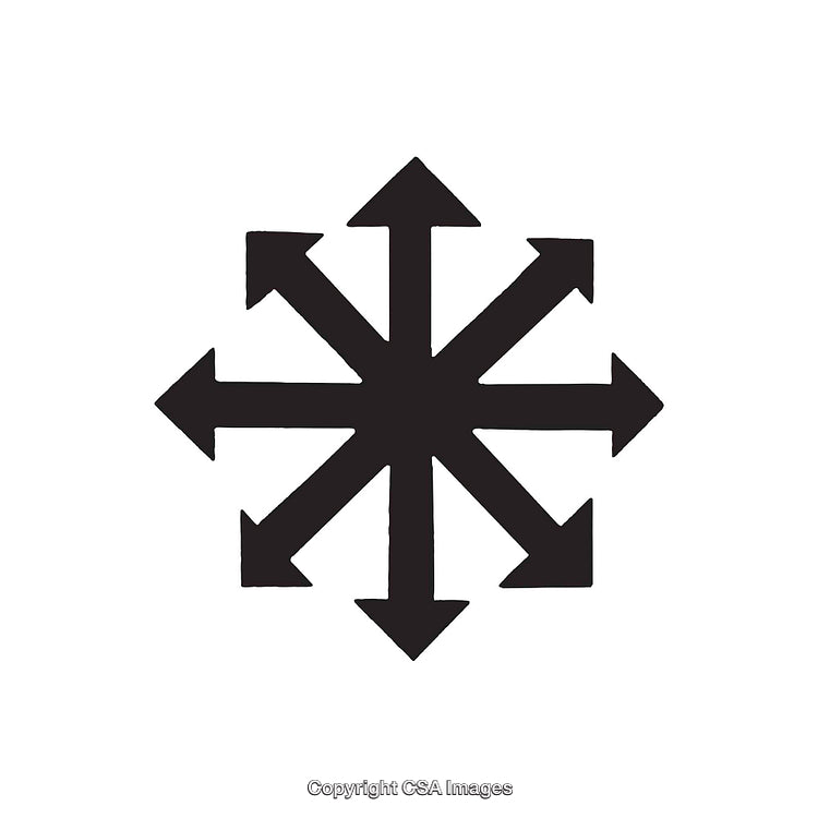 Black-And-White Eight-Arrow Symbol Representing Multiple Directions and Choices