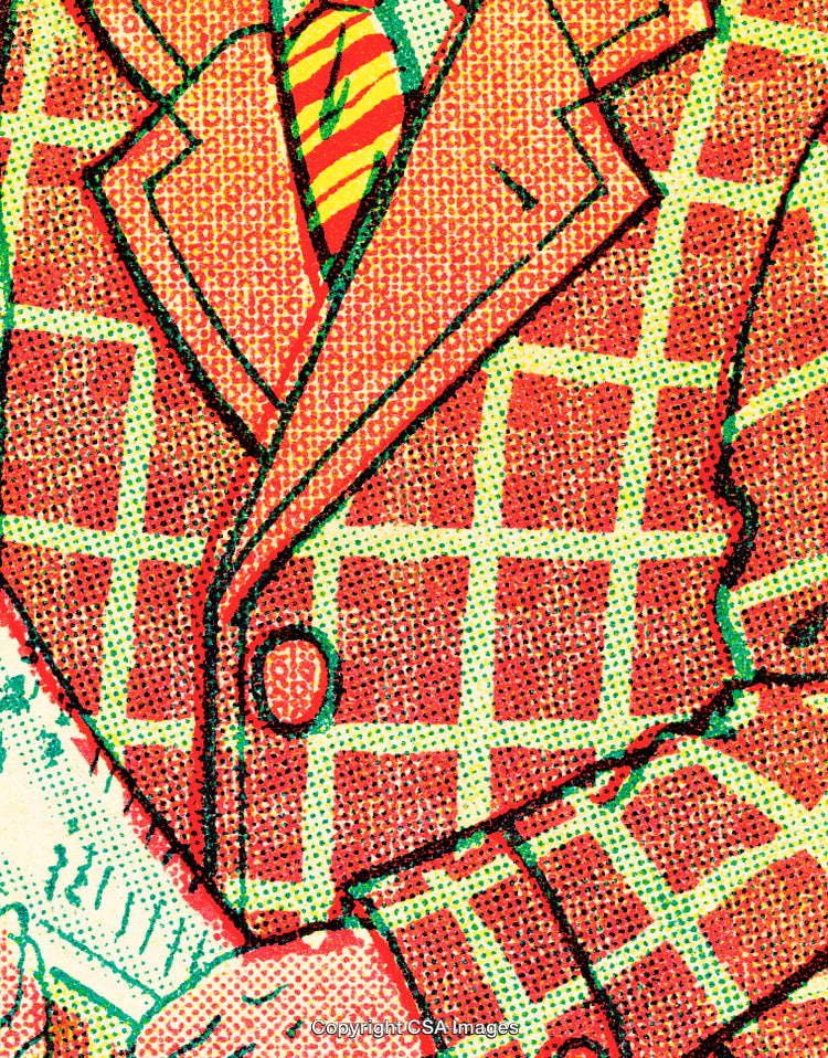 Close-Up of Vibrant Vintage Suit Pattern in Illustration Style