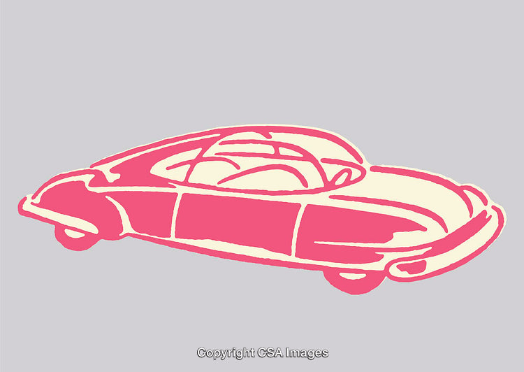 Colorful Line Art Illustration of a Retro Style Car