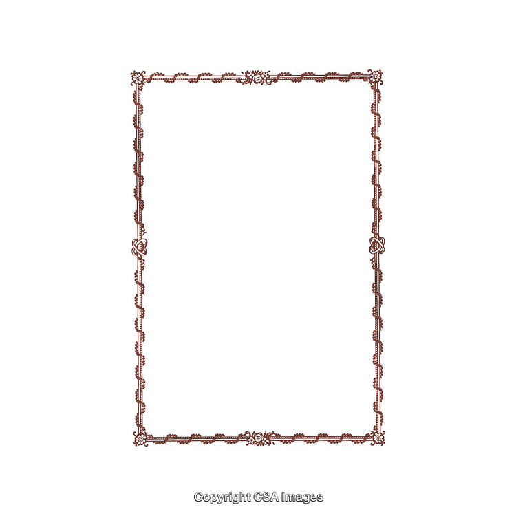 Ornamental Decorative Border with Symmetrical Floral Patterns and Elegant Details