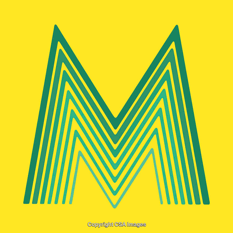 Modern Graphic Representation of Letter M on Yellow Background