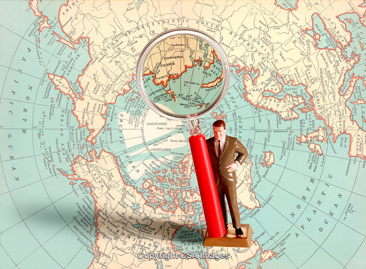 Magnifying Glass As Highlight on Map with Business Figure