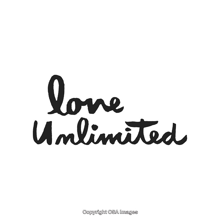 Handwritten Script Design with Inspirational Text Reading 'Love Unlimited'