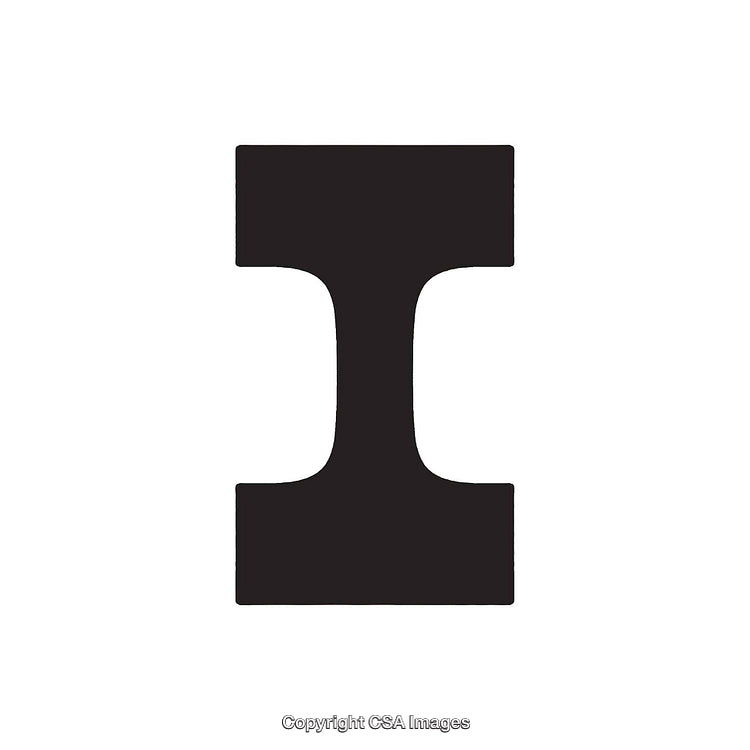 Bold Black Letter I Silhouette on a Simple White Background