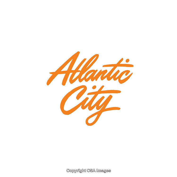Atlantic City Typography in Vibrant Orange on Minimalist White Background