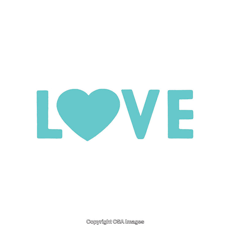 Love Design with Heart Replacing the Letter O in a Simple Blue Style