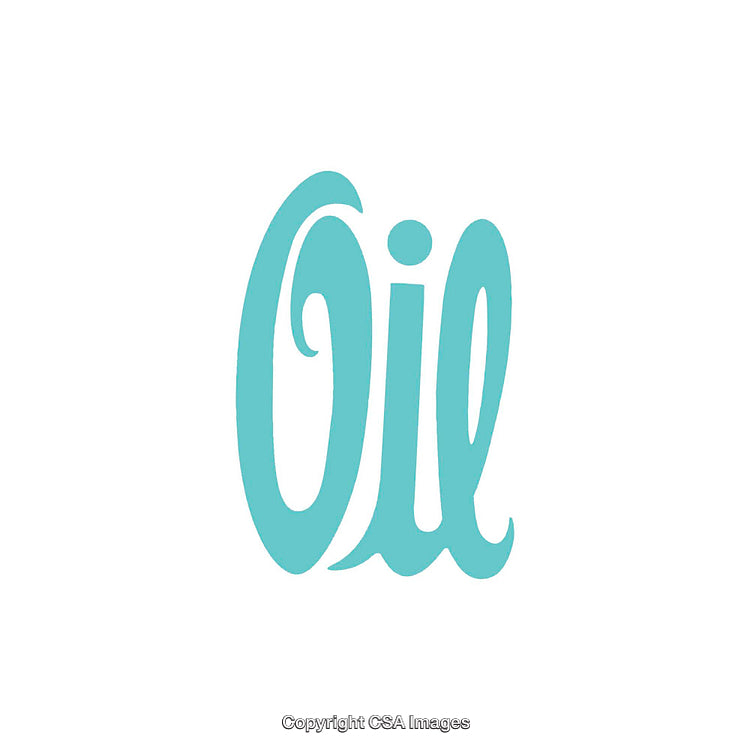 Stylish Light Blue Typography Featuring Cursive Script of the Word 'Oil'