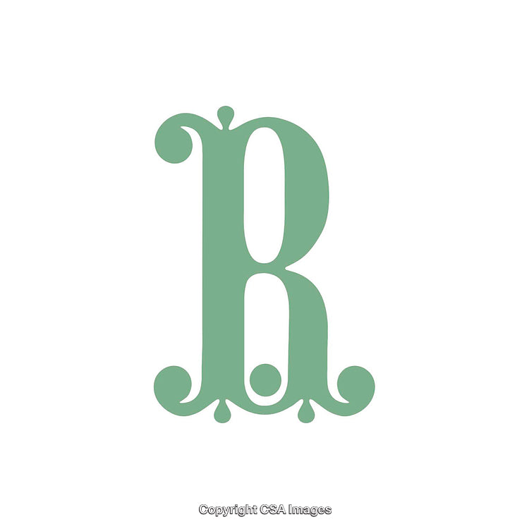 Elegant Green Decorative Letter B on White Background