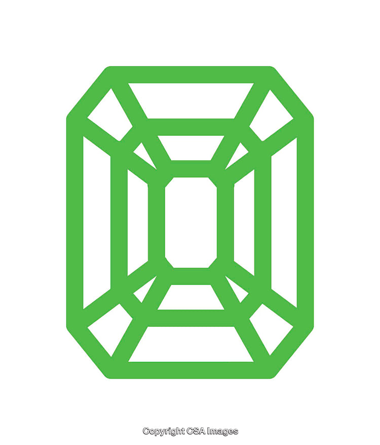 Minimalistic Green Gemstone Icon with Geometric Design and Clean Lines