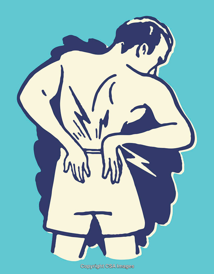 Man Experiencing Back Pain in Colorful Line Art Illustration