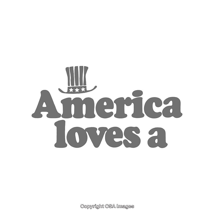 Patriotic Caption Design Featuring Hat and Bold Text on White Background