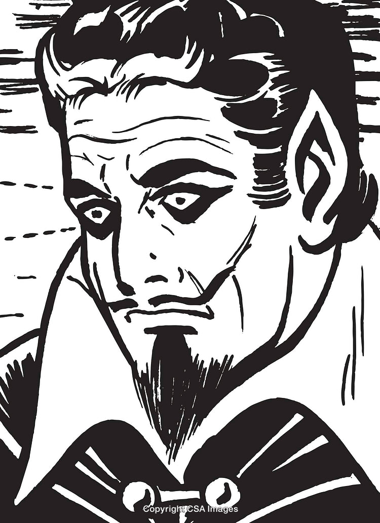 Black and White Portrait of a Mysterious and Dramatic Character