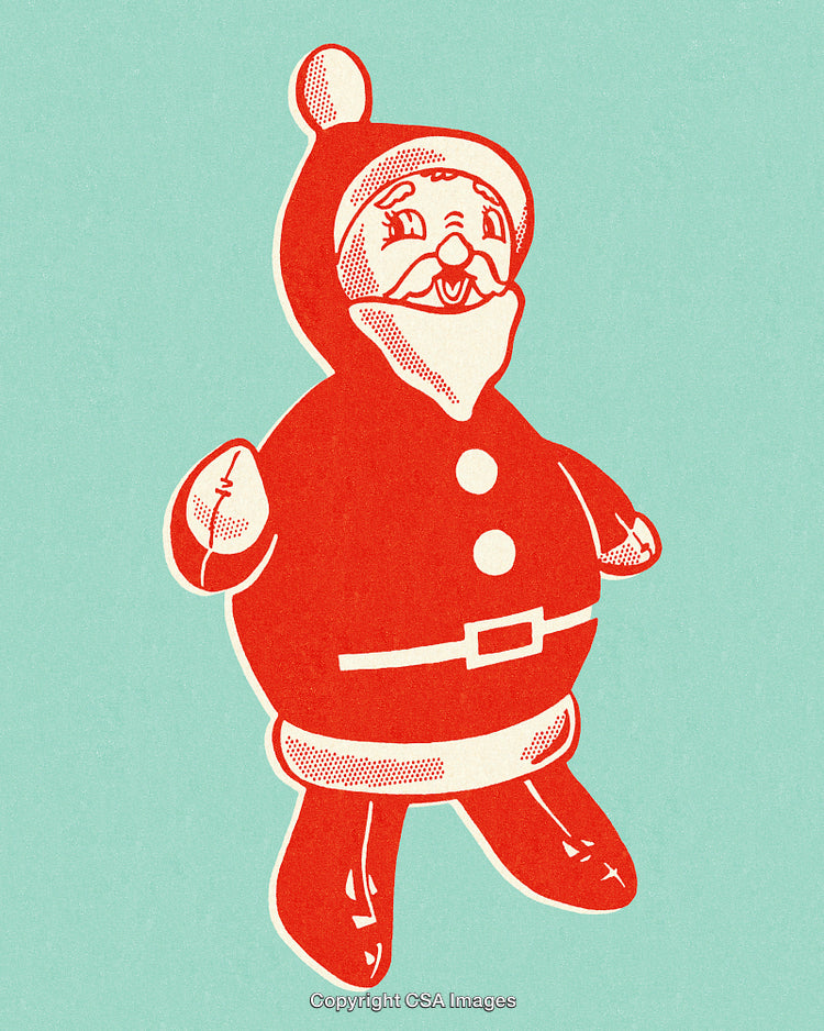Retro Illustration of Santa Claus in Festive Holiday Style With Bold Colors