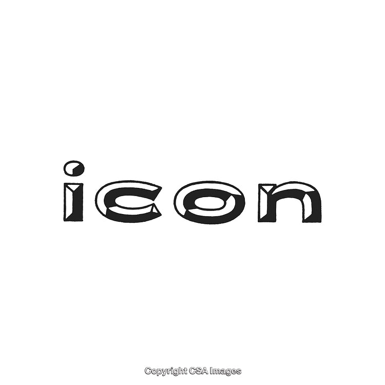 Hand-Drawn Stylized 'Icon' Typography on a Minimalistic White Background