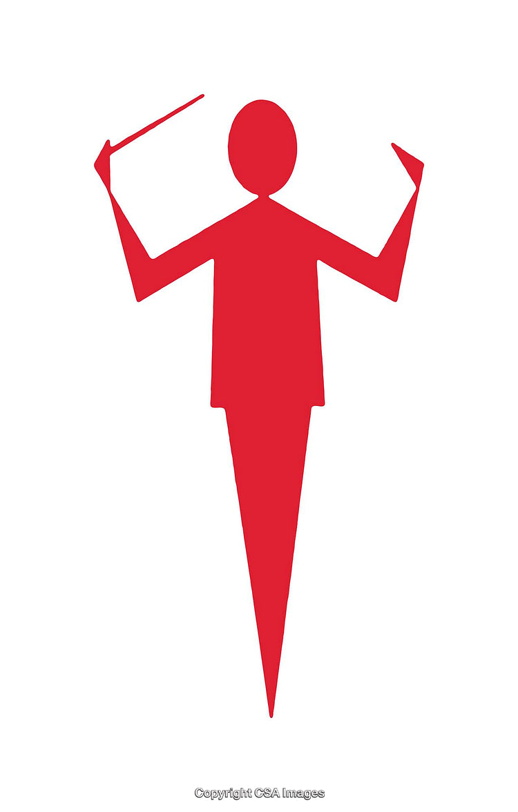 Minimalistic Red Conductor Icon Symbolizing Leadership and Arts