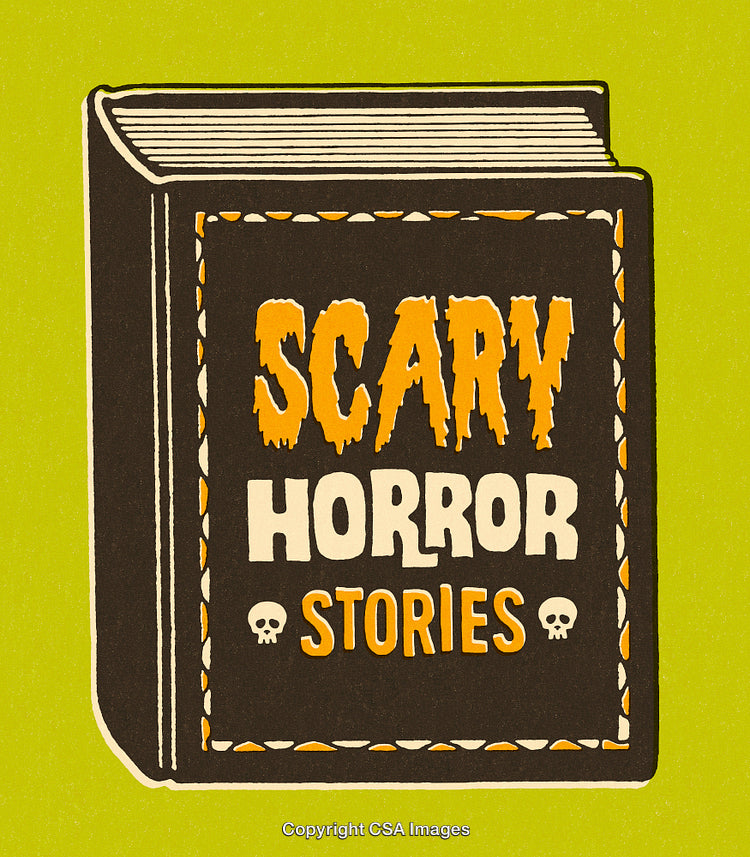 Illustrated Book Cover With Scary Horror Stories Text and Halloween Theme