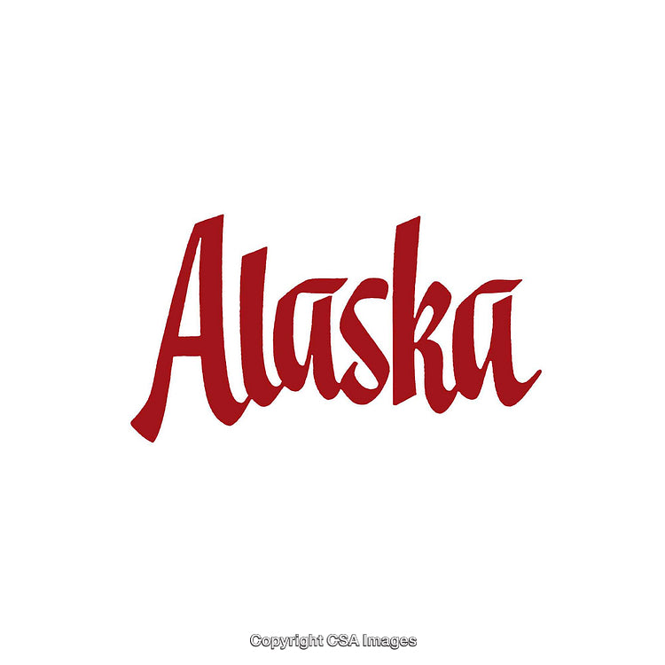 Alaska-Themed Typography in Bold Red Text on a White Background