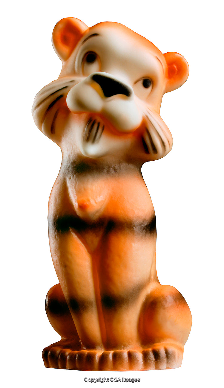 Colorful Tiger Figurine Standing with a Cheerful Expression on Display