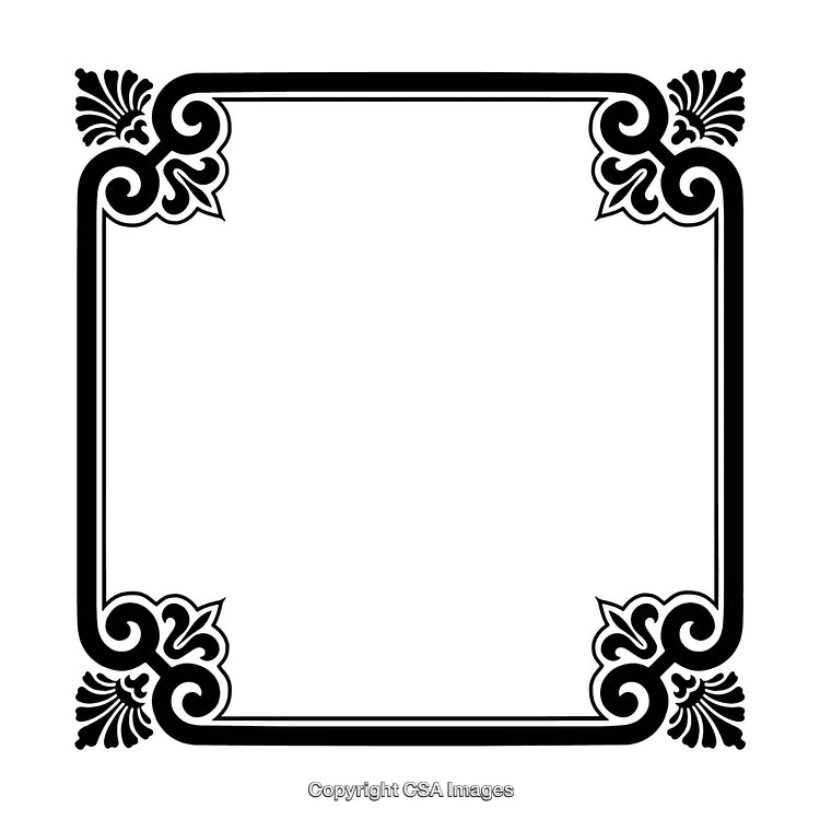 Ornamental Black And White Border Featuring Decorative Corner Patterns