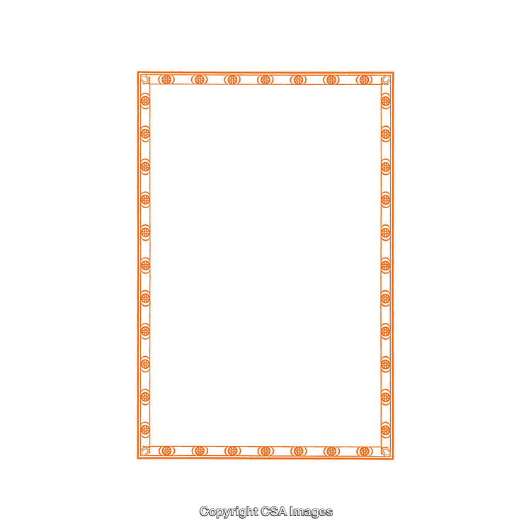 Rectangular Orange Frame with Intricate Geometric Pattern on White Background
