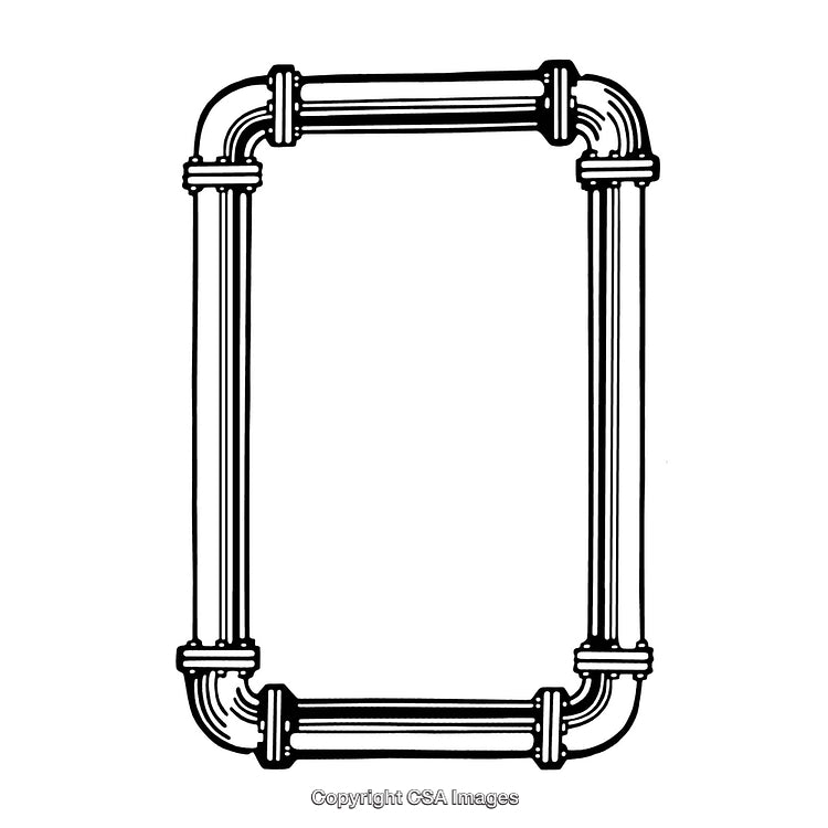 Black and White Border of a Square Made from Pipe-like Elements