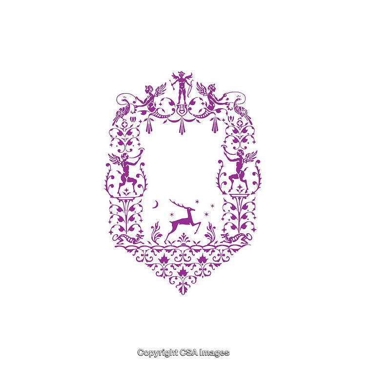 Intricate Purple Mythical Stag Design With Ornate Decorations and Flourishes