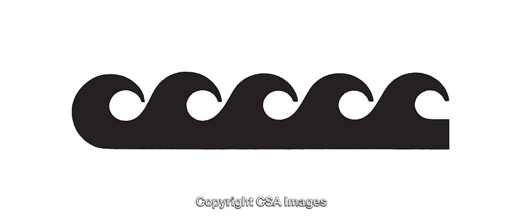 Black and White Vector Illustration of Stylized Ocean Waves